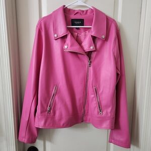 Torrid Faux Leather Moto Jacket Barbie Pink Size 3